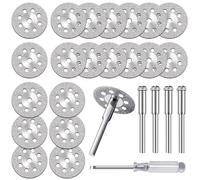 20Pcs 22 Mm Diamond Cutting Wheel Cut Off Discs for Dremel Rotary Tool with 4 Pieces 3 Mm Mandrel and 1 Pieces Cross Crystal Screwdriver for Metal Glass Ceramics Porcelain Gem Stones