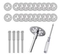 20Pcs 22mm Diamond Cutting Wheel - Mini Gemstones Glass Cutting Disks with 4Pcs 3mm Mandrel & Screwdriver Diamond Cutting Wheel Cut Off Discs for Dremel Rotary Tool for Metal Glass Ceramics Gem Stones