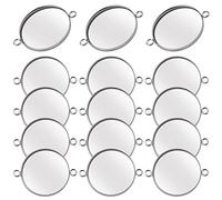 20pcs 25 mm Stainless Steel Round Blank Pendant Trays Connector Flat Base Bezel Cabochon Settings Pendant Blanks Links for DIY Bracelet Necklace Jewelry Making Cameo Photo