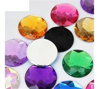 20Pcs 25mm Colorful Acrylic Rhinestone Round Flat Back Beads Crystal Stones DIY Costume Jewelry Accessories ZZ156-Mix Color