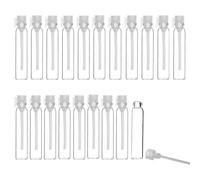 20Pcs 2ml Empty Perfume Sample Bottles Essential Oil Test Tube Bottle Mini Glass Refillable Sample Vial Containers for Aromatherapy, Fragrance and Liquid - White cap