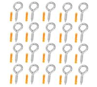 20PCS 304 Screw-in Hooks in Stainless Steel, 40mm Eyelet Screws with Vine Eyes Design, Durable Hook and Eye Set for Hanging Plants, Utensils, Washing Lines, Ceiling, Indoor and Outdoor Use
