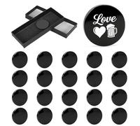 20pcs 304 Stainless Steel Blanks Coin, HSSZXFR 0.12" Thick Black Blanks Tags for Engraving Hand Stamping, DIY Crafts Team Challenge Coins Custom Tokens Wedding Favors Pet ID Tag (Dia 1.26”)