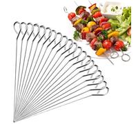 20PCS 30cm 304 Stainless Steel Reusable Metal BBQ Kebab Grilling Skewers