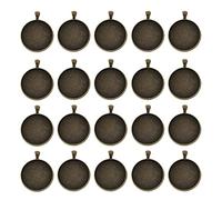 20pcs 30mm Round Blank Bezel Pendant Tray Base Settings for Jewelry Making DIY Findings, Metal Charms for Bracelets, Pandora, Nomination, Crocs, Nail Art- Bronze