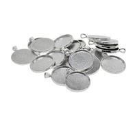 20pcs 30mm Round Blank Bezel Pendant Tray Base Settings for Jewelry Making DIY Findings, Metal Charms for Bracelets, Pandora, Nomination, Crocs, Nail Art- Silver