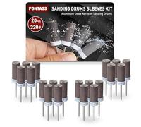 20pcs 320 Grits Sanding Drums Sandpaper Sticks Set with 1/8"(3mm) Shank for Dremel Rotary Tool, Aluminum Oxide Sanding Bits kit Meet More Needs for Metal Rust Removal/Jade Polishing/Stone Grinding