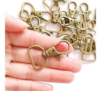 20Pcs 360° Metal Swivel Trigger Snap Hooks Lobster Claw Clasps, Wide 3/4 Inch D Ring, Large Size Keychain Hooks, 20mm in ID, 40mm in Length, (3/4”, Antique Brass)