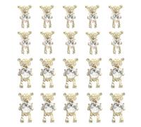 20pcs 3d Bear Nail Art Decorations for Press Nails Halloween Season | Golden Zinc Alloy with Rhinestone Sparkle, Cute Cartoon Accents for Professional Manicure and Natural Nails