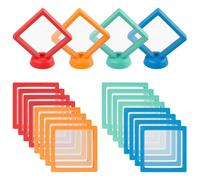 20PCS 3D Floating Display Frame with Stand Coin Floating Stand 9x9cm,Transparent Dustproof PE Film Portable Jewelry Storage Box for Necklace Bracelet Floating Display Case for Medallion Stamp(Color B)