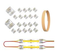 20pcs 3pin COB LED Strip Light Connector kit 3-pin 10mm/0.39in Gapless Solderless Connector,3m 22AWG Extension Wires for RGB CCT COB LED Strip Lights (3p-10mm-20pcs+3m)