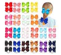 20PCS 4.5 Inches Hair Bows Elastic Ties Big Cheer Bow Ponytail Holder Rubber Bands For Holiday