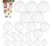 20Pcs 4,6,8cm Clear Christmas Baubles, Plastic Fillable Bauble for4,6,8cm, Christmas Tree Decorations New Years Wedding Party Empty Plastic to Fill DIY Clear Baubles Xmas Decor