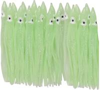 20pcs/40pcs Octopus Skirts Saltwater Soft Plastic Lure Fishing Squid Silicone Lure Bait Glow Trolling Fishing Lure Bass Fishing Tackle Accessories 2.75"/3.54"/4.33" (Green(Luminous), 2.75inch-40pcs)