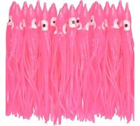 20pcs/40pcs Octopus Skirts Saltwater Soft Plastic Lure Fishing Squid Silicone Lure Bait Glow Trolling Fishing Lure Bass Fishing Tackle Accessories 2.75"/3.54"/4.33" (Pink, 3.54inch-40pcs)