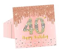 20Pcs 40th Birthday Napkins Rose Gold,Happy 40th Serviettes Rose Gold Napkins for Women,Paper Tableware Set 40thBirthday Decorations for Her Birthday Gifts,40thBirthday Party Decoration