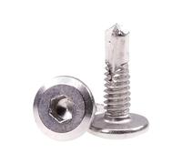 20pcs 410 Stainless Steel M5 .5 M6 Flat Head Hex Drill Tail Self-tapping Screws(25mm,M6)