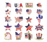 20PCS 4th of July Pins American Flag Pin Patriotic USA Star Lapel Pins Red White Blue Brooches Pin for Clothes Backpack Hats Memorial Day Veterans Day 4th of July Outfits Accessories Gifts, Zinc, no