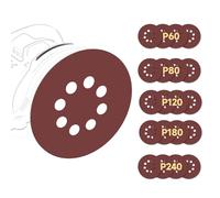 20PCS 5 Inch Sanding Discs, 8 Hole Hook and Loop Sandpaper 60 80 120 180 240 Grit Set, Round Orbital Sand Paper Discs for Sander(Sander not Included)