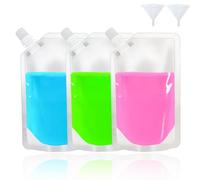 20Pcs 500ml Refillable Drink Pouches for Festivals Clear Travel Plastic Drinks Flasks Cruise Kit Reusable Alcohol Juice Liquor Bags Drink Container Party Christmas Halloween Hot Cold Beverage