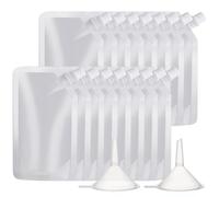 20Pcs 500ml Refillable Drink Pouches for Festivals, Clear Travel Plastic Drinks Flasks Cruise Kit Reusable Alcohol Liquor Juice Bags Drink Container Party Halloween Christmas Hot Cold Beverage