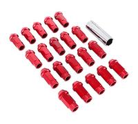 20Pcs 50mm Wheel Lug Nuts, Universal M12x1.5 Thread Aluminium Alloy Lug Nut with Mounting Socket for Car Truck SUV Wheel Hub Decoration and Secure Fastening (Red)