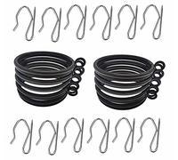 20PCS 55MM Black Metal Curtain Ring with Eyelet and 20pcs Metal Drapery Pin Hooks for Pencil Pleat Curtain
