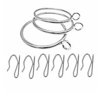 20PCS 55MM Silver Metal Curtain Ring with Eyelet and 20pcs Metal Drapery Pin Hooks for Pencil Pleat Curtain