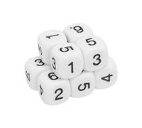 20PCS 6 Sided Number Dice, 16mm Round Corner Plastic Polyhedral Dice Set for Numeral Teaching Board Games Classroom Learning Aid Clear Numbers (White)