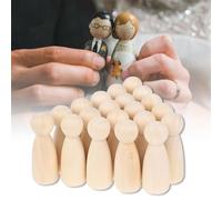 20Pcs 65mm Wooden Peg Dolls, Unfinished Stake Doll Bodies, Natural Wood Figures Decorative Peg Doll People for Kids Painting DIY Art Craft Projects, Home Party Decor