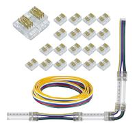 20pcs 6pin COB LED Strip Light Connector kit 6-pin 12mm/0.47in Gapless Solderless Connector,3m 24AWG Extension Wires for RGBW COB LED Strip Lights (6p-12mm-20pcs+3m)