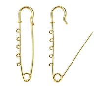 20Pcs 75mm Gold 5-Loop Safety Pins Brooch for DIY Crafts