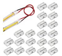 20PCS 8-in-1 2 Pin 8mm LED Strip Light Connectors, LED Strip Connector, Solderless COB/SMD 2835/3528 LED Connector Kit for 0-36V Single Colour Strip and 20-22AWG Wire,Clip on pipe Thermometer