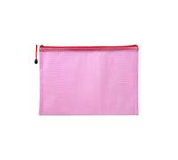 20pcs A4/A5 Grid Zipper File Bag Waterproof High-Capacity Transparent Folder Office for Document(Red,A5)