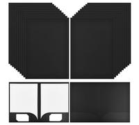 20Pcs A4 Paper File Folder,31x22cm 350gsm Cardboard Folders a4 Two Pocket Folders with Cards Slot,Presentation Document Folder, Square Cut Folder Paper Portfolio for Office Home School (Black)
