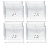 20Pcs A6 Plastic Wallet Small Clear Envelope Document Folders with Popper Waterproof Transparent Plastic Envelope Files with Snap Button for School Home Office Travel Paperwork Organization, 16x11.5cm