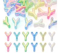 20Pcs Acrylic Letter Beads for Jewelry Making, Large Letter Beads, Iridescent Acrylic Letter Slide Bead Rainbow Large Hole European Bead for Crafts Keychains Bag Charm Shoelace