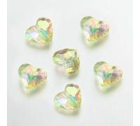 20pcs Acrylic Love Heart Beads Shiny Crystal Loose Spacer Beads for Necklace Bracelet Jewelry Making Supplies-Yellow Green
