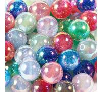 20Pcs Acrylic UV Cat Eye Round Bead 16MM for DIY Beadable Pens Beadable Keychains Fancy Focal Beads for Jewelry Making (Bling Mixed Color)