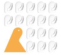 20PCS Adhesive Wall Hooks, Reusable Heavy Duty Hooks, Nail Free Sticky Hangers with Scraper, Waterproof Plastic Sticky Hooks for Kitchen Bathroom Office Door Window Hanging Hat Towel Picture