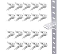 20Pcs Adjustable Cabinet Shelf Bracket Clips, Metal Shelf Bracket Clips, Shelf Pegs, Pilaster Shelf Support Clip, Heavy Duty Metal Shelving Brackets Clips for Kitchen Cabinet Bookcase (Silver)