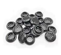 20Pcs Air Vents 25mm Circular Soffit Vent Stainless Steel Round Vent Mesh Hole Louver for Kitchen Bathroom Cabinet Wardrobe (Black)
