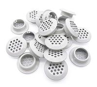 20Pcs Air Vents 25mm Circular Soffit Vent Stainless Steel Round Vent Mesh Hole Louver for Kitchen Bathroom Cabinet Wardrobe (White)