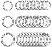 20Pcs Alloy Spring Clasp O-Ring Openable Round Carabiner Keychain Clasp Bag Clip Snap Hook Chain for DIY Craft Ornament Making(Silver,Inside Dia 19mm)