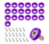 20PCS Aluminum Bumper Fender Washer Stainless Steel Bolts, Engine Bay Dress Up Fastener Kit, M6 JDM Fender Washer, Car Body Decoration Kit for Headlights Trunk License Plate Frame (Purple)