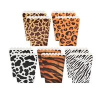 20pcs Animal Print Theme Popcorn Boxes, Wild Animal Pattern Toy Inspired Snack Box, Candy Goodie Treat Cookie Box Leopard Zebra Pattern, Popcorn Containers Holders for Boys and Girls Birthday Party