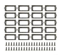 20pcs Antique Brass Drawer Label Holders with Screws - Vintage Metal Name Card Frames for Cabinet Pulls, Jewelry Box, File Organiser & Apothecary Storage - 70x33mm Green Bronze(Green Bronze)
