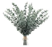 20pcs Artificial Eucalyptus Leaves Fake Plant Real Touch,dark Green