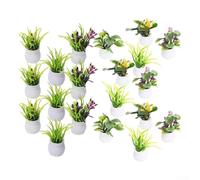 20PCS Artificial Flowers for Mini House Kit Tiny Terrarium Plants Dollhouse Decorations Desktop Garden Ornaments Plastic Pots