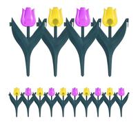 20pcs Artificial Tulip Garden Fence Border Plastic Lawn Edging | 20 Lifelike Blooms, Weather-resistant PVC Construction, Anchoring Stakes, Vibrant Outdoor Décor for Pathways, Patios